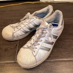 womens size 9 silver adidas superstar sneakers